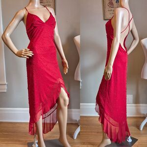 Vintage 90s Masquerade Prom Gown Siren Red Jessica Rabbit Salsa Whimsygoth 11